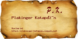Plakinger Katapán névjegykártya
